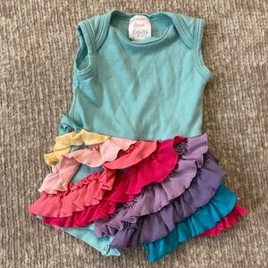 Lemon Loves Layette Rainbow‎ Ruffle Romper 3-6M Pima Cotton Baby Girl